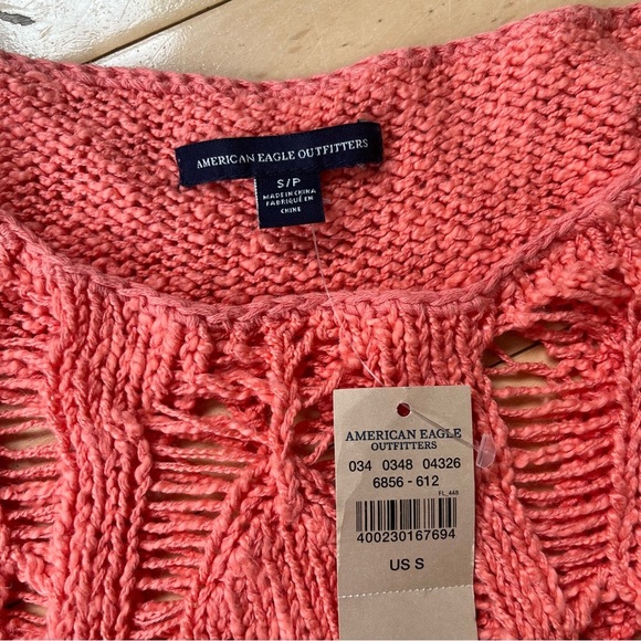 American Eagle Outfitters Pink Sweater NWT Open Loose Knit Sz Small Pretty - Picture 4 of 8